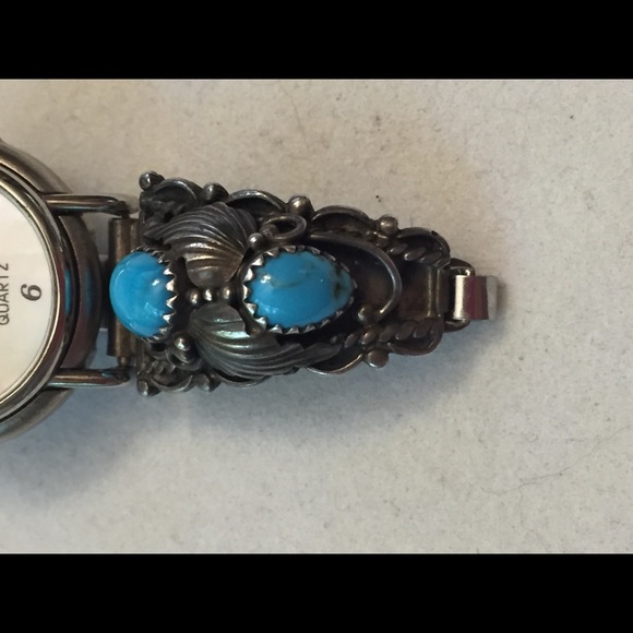 Vintage Navajo Silver Watch with Turquoise & MOP! - Picture 4 of 8